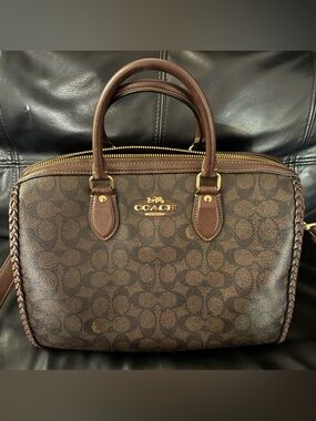 Coach Braided Rowan Satchel with Gold Hardware- large